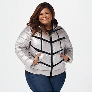 Zuda Quilted Pearlized Puffer Jacket with Hood